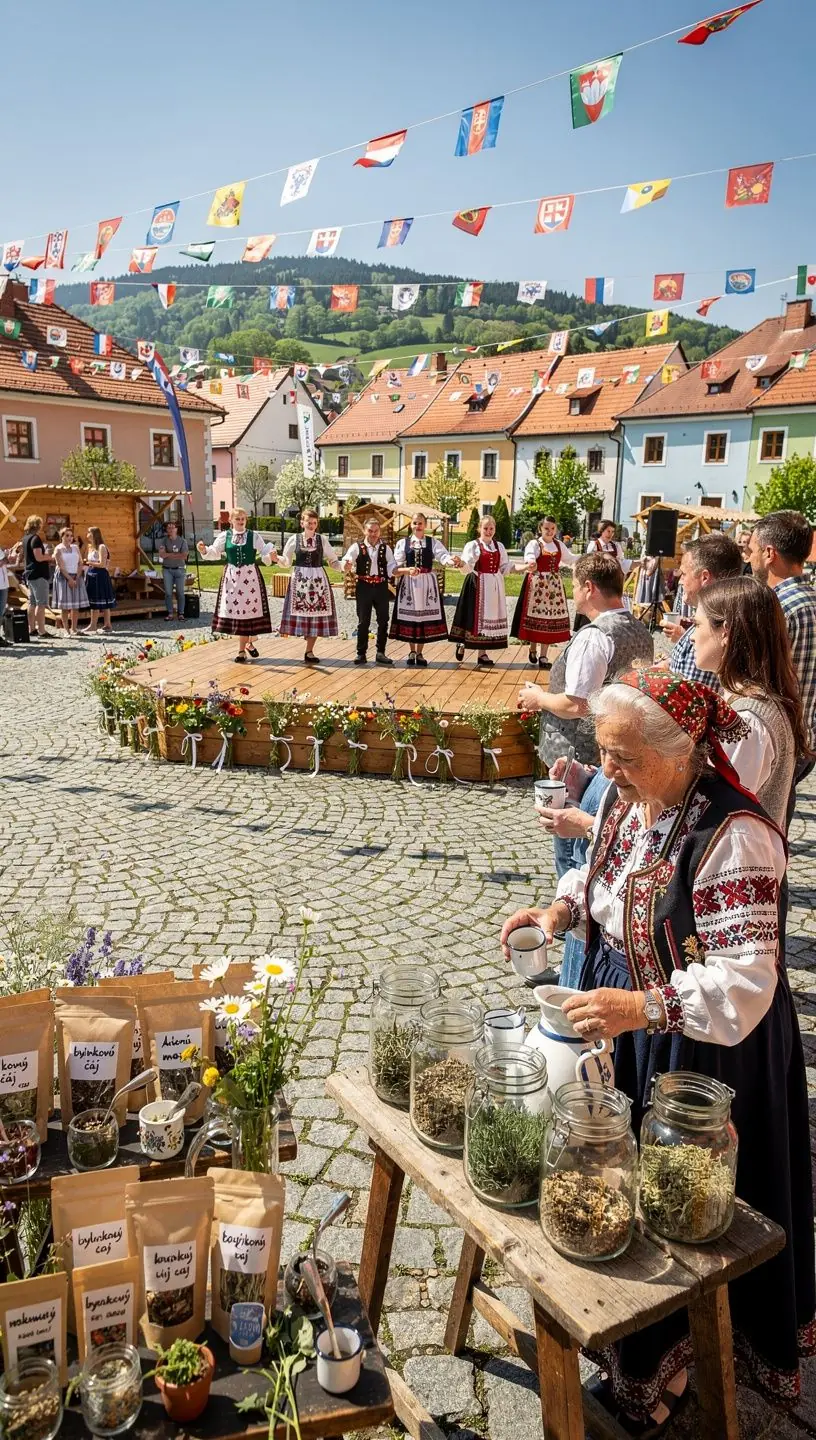 Ručne vyrobené čajové zmesi v sklenenej nádobe s prírodnými ingredienciami