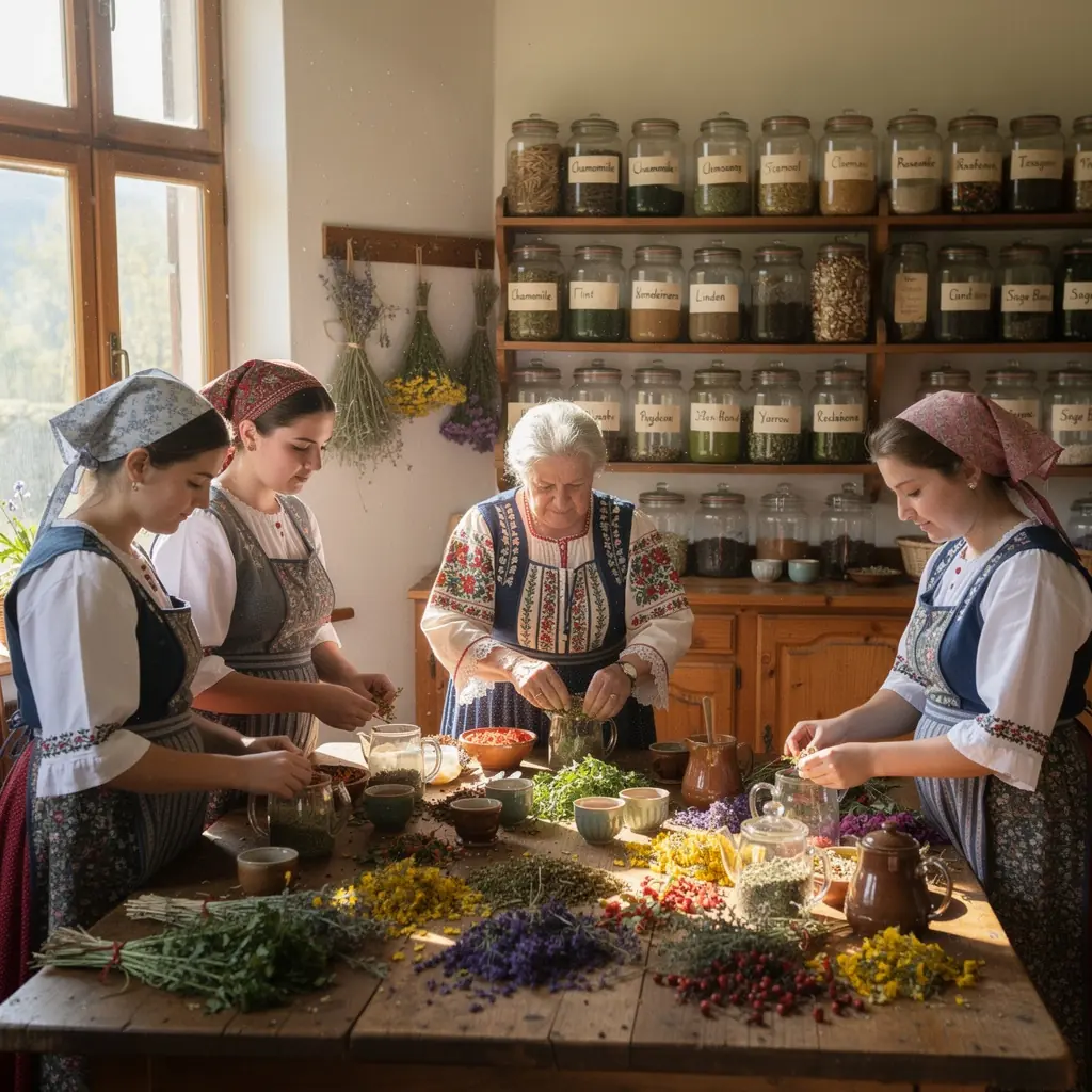Záber na zber byliniek v malebnej slovenskej prírode