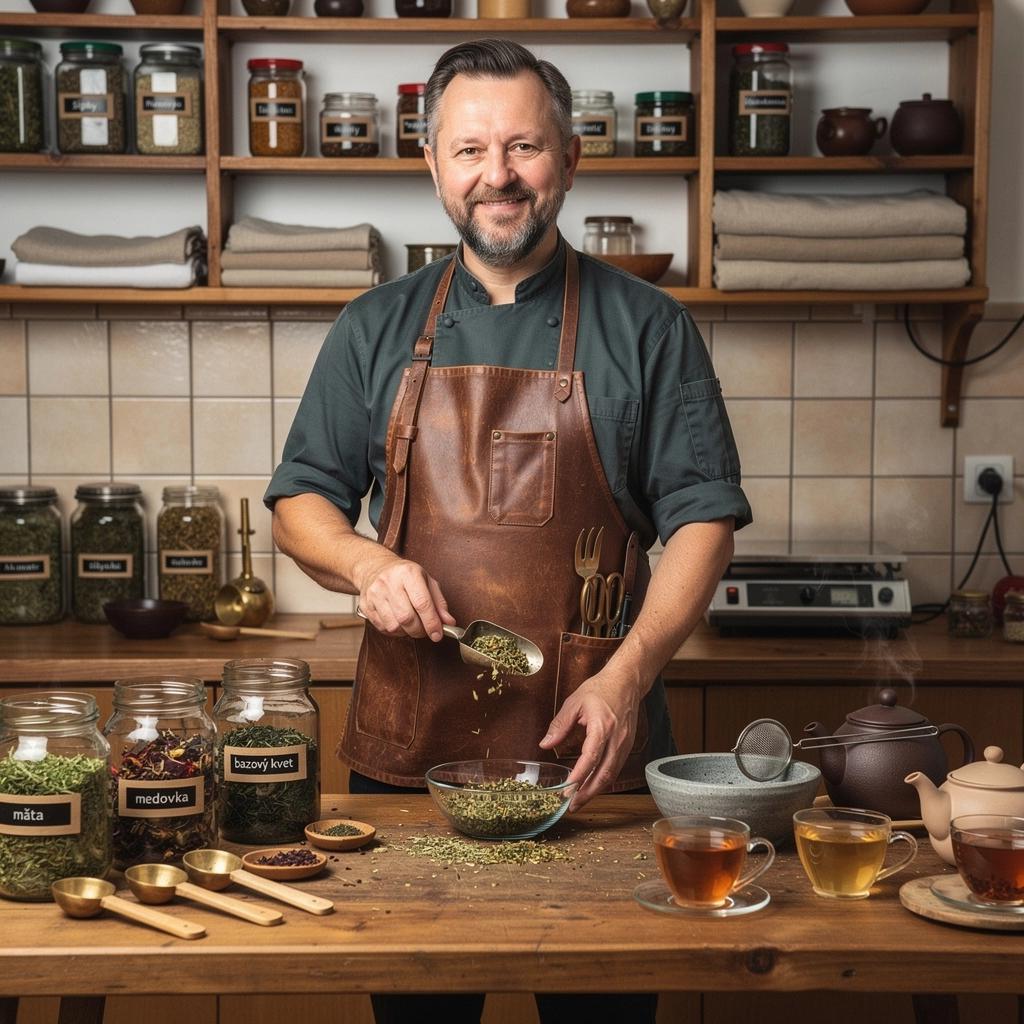 Čajová kanvica s elegantným dizajnom, plná aromatického bylinného nápoja.